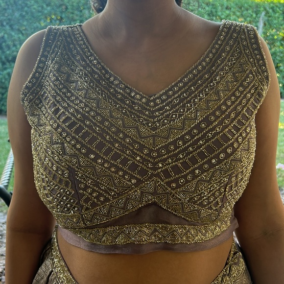 Purple brocade lehenga - Picture 15 of 17